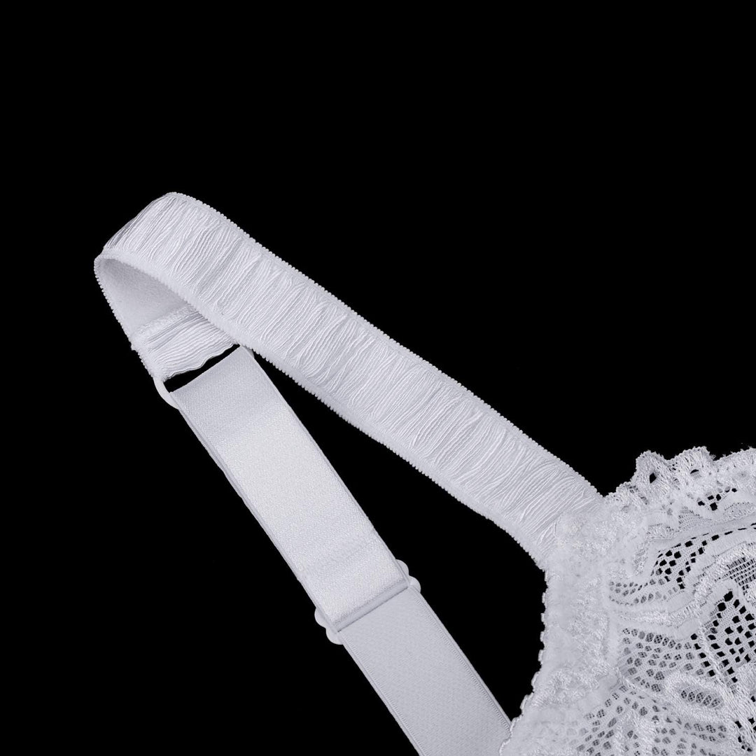 Wingslove Damen BH aus floraler Spitze Lace BH Bügel BH Ungepolstert Soft Cup Vollschalen 70C Weiss,