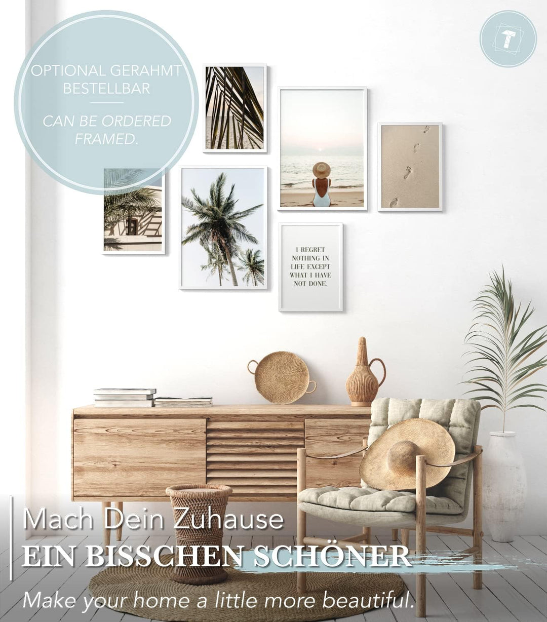 Papierschmiede® XL Mood Poster Set Coco Beach, Bilder Wohnzimmer Deko Schlafzimmer, 2x DIN A2 (ca. 5