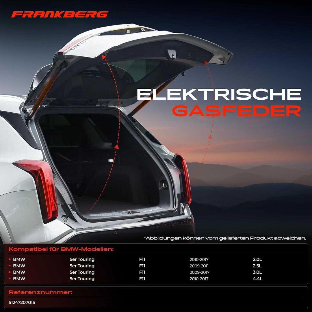 Frankberg 2x Gasfeder Powerlift Heckklappe Kompatibel mit 5er Touring F11 Kombi Replace# 51247207015