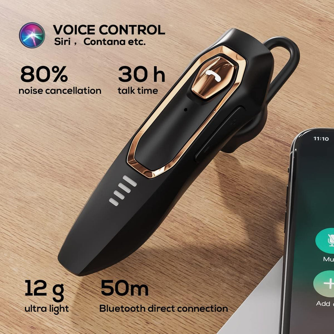 Micool Headset Bluetooth V5.0, Geräuschunterdrückung Freisprech Bluetooth Headset Handy 30 Stunden G