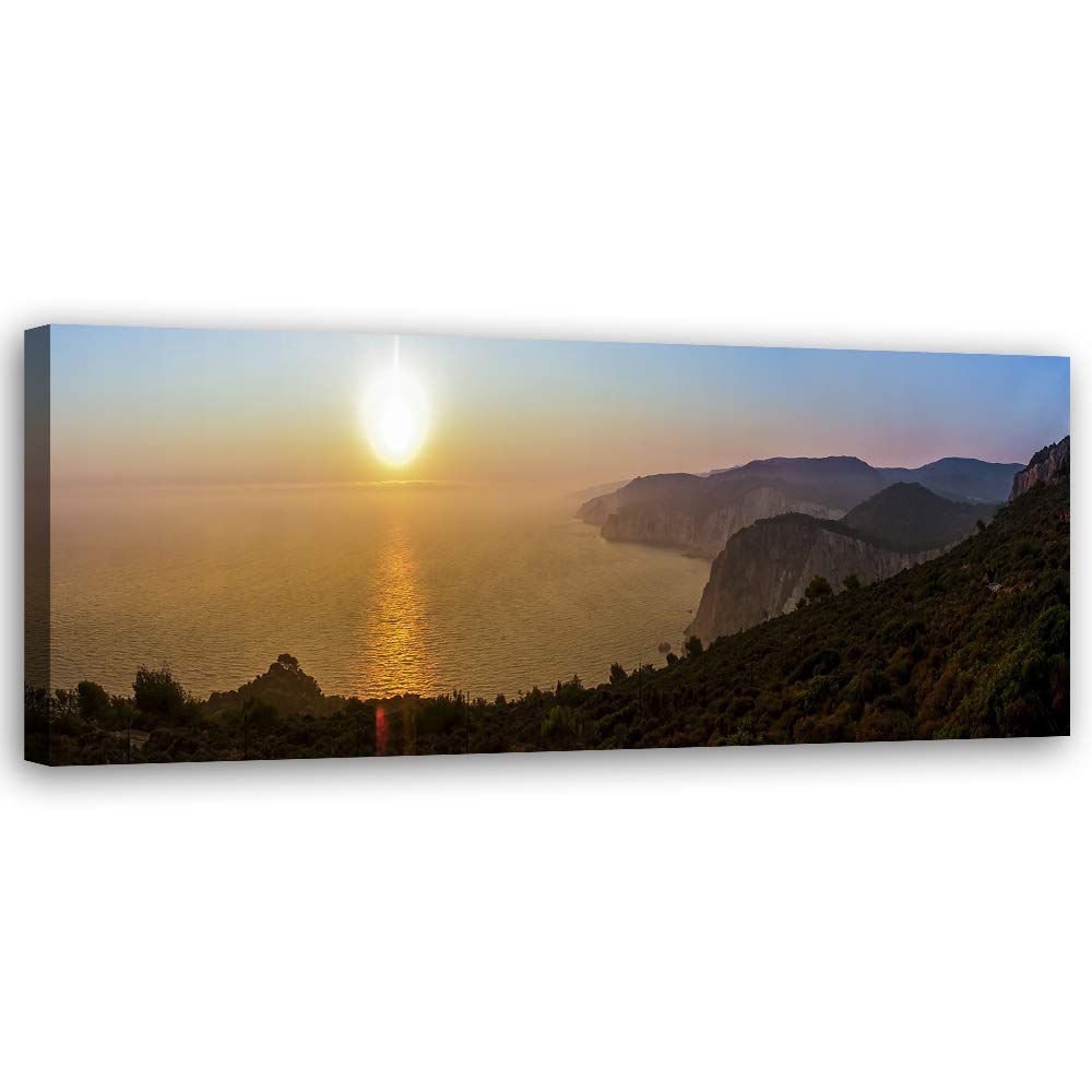 Leinwandbild XXL Landschaft Wandbild Kunst Sonne Braun 150x60 cm Leinwandbild 150x60 cm Braun_c, Lei