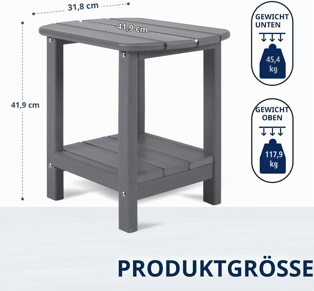 NALONE Adirondack Beistelltisch 16,5" Outdoor-Beistelltisch HDPE Kunststoff Doppelter Adirondack Kle