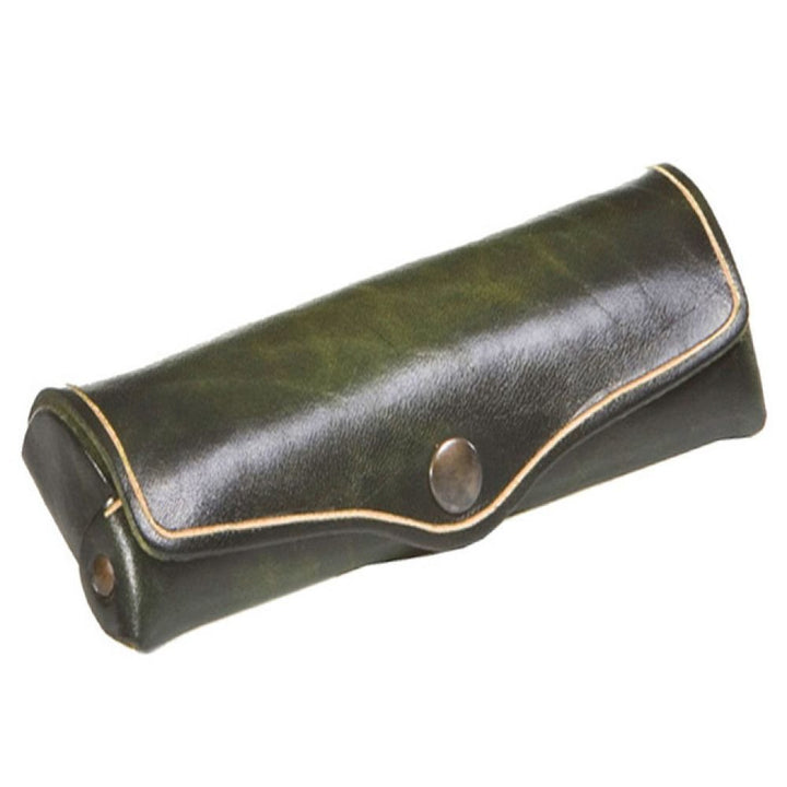 Mika Brillenetui Leder 16 cm grün