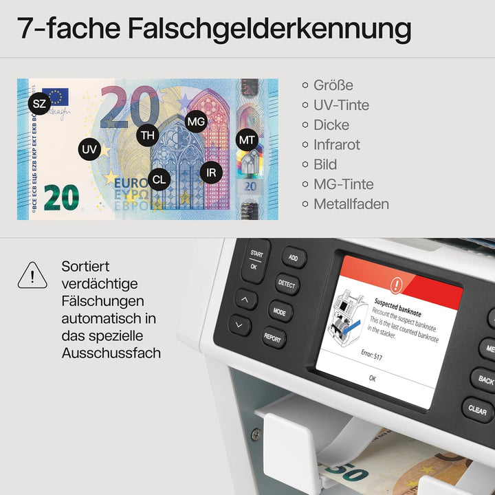 Safescan 2985-SX Geldzählmaschine, Wertzählung und Sortierung von gemischten Banknoten - Banknotenzä