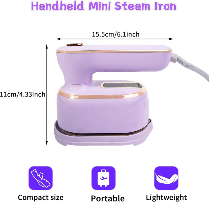 Hirsrian Dampfbügeleisen， Mini Dampfbügeleisen1000 W, Portable Bügeleisen Reise with Foldable Handle