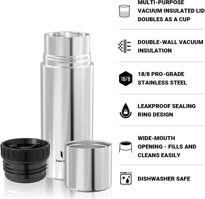Super Sparrow Trinkflasche Edelstahl - Thermoskanne 500ml/750ml/1000ml - BPA-Frei Thermosflasche - I