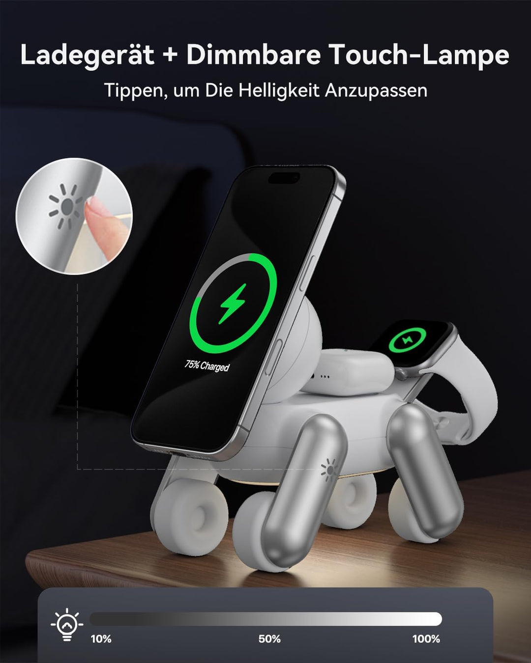 3 in 1 Ladestation für Apple Watch iPhone MagSafe für iPhone 17e Air 17 16 15 14 13 12 Series, für A