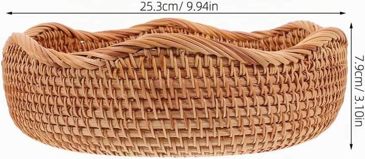 Runder Geflochtener Rattan Brotkorb 9.96X9.96X3.11In Vielseitiger Aufbewahrungskorb Für Brot Obst Sn