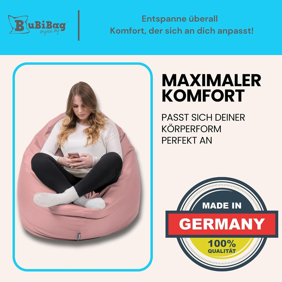 BuBiBag 2in1 Sitzsack L - XXL mit Füllung für Kinder &amp; Erwachsene, Gaming Beanbag &amp; Bodenkissen für