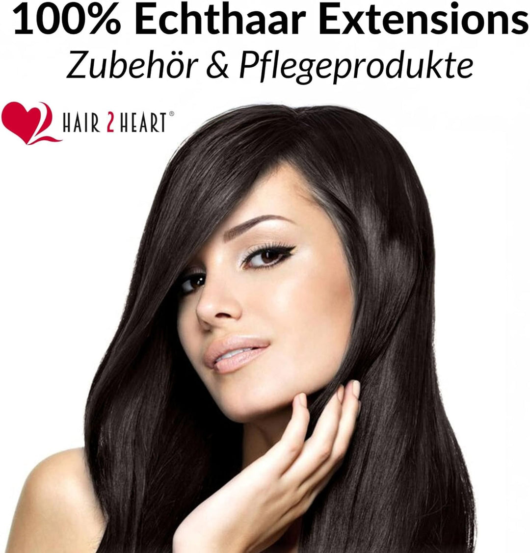 hair2heart Extensions Echthaar Bondings Gewellt - 25 Strähnen 1g 60cm 4/0 mittelbraun 25 Strähnen #2