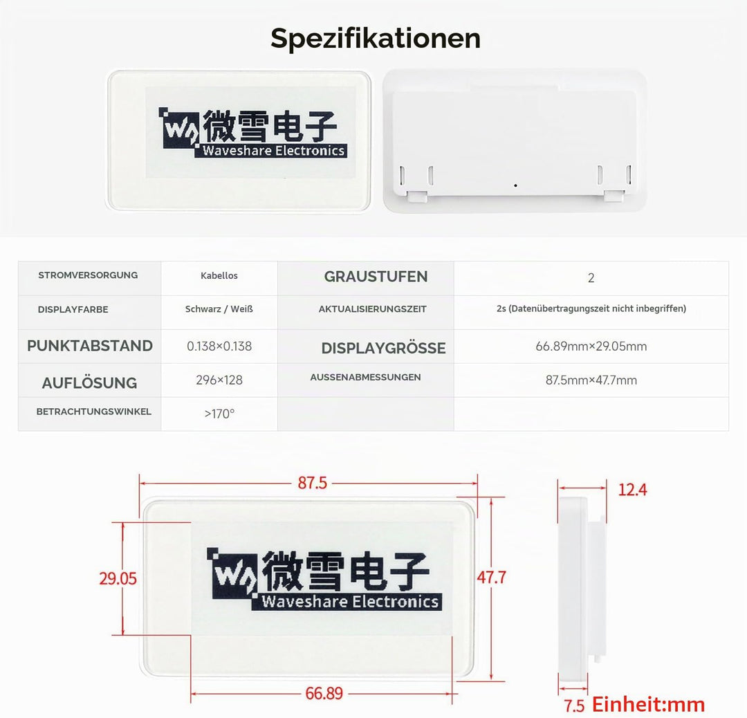 Waveshare 1.54inch NFC-Powered e-Paper No Battery Wireless Powering and Data Transfer (Pure White Ca
