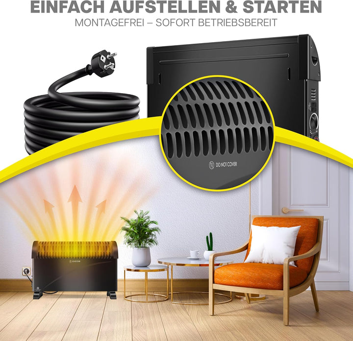 KESSER Konvektor 2000 Watt Heizgerät, 24h Timer | mit Frostwächter | stufenlose Thermosteuerung | Tu