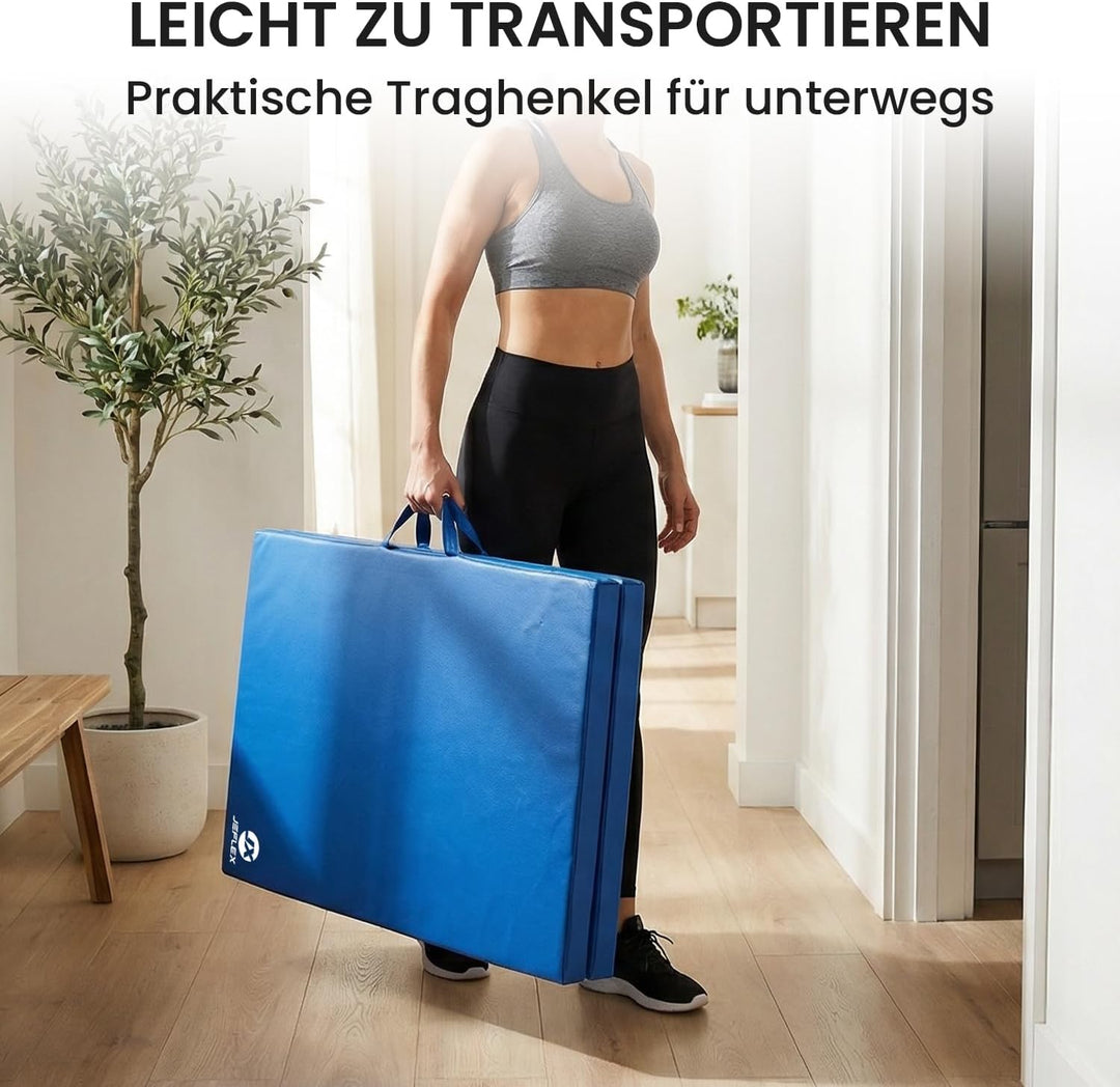 Jeflex – Klappbare Weichbodenmatte & Turnmatte 1 Mal klappbar - 200 x 70 x 8 cm - MADE IN GERMANY/Gy