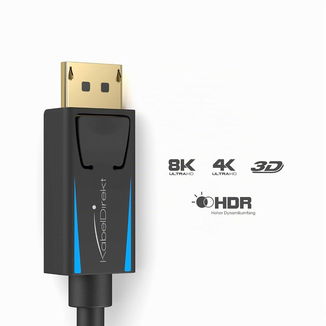 KabelDirekt – 4K &amp; 8K DisplayPort Kabel, 240Hz – 2x 2m – erhältlich in 1m bis 5m – DP Kabel für alle