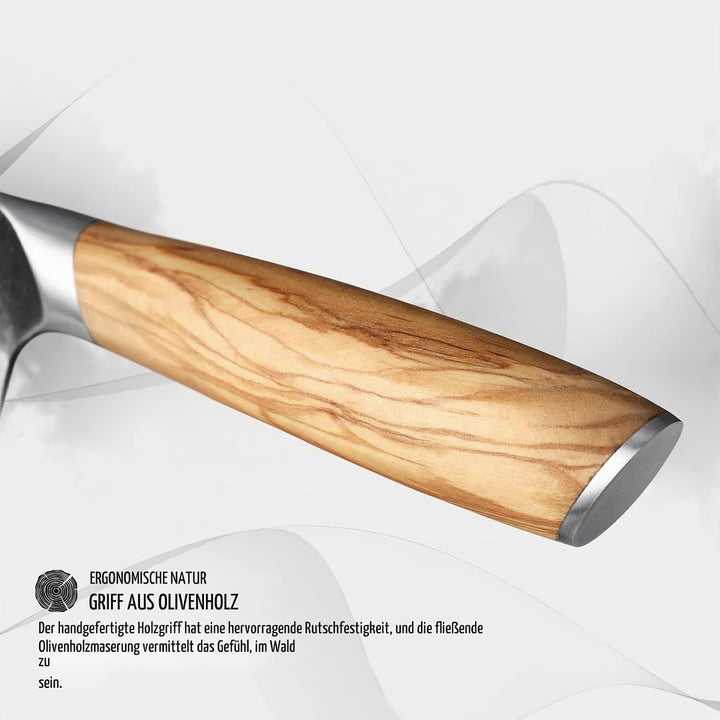 hecef Damastmesser Kochmesser 20CM, Profi Küchenmesser Chefmesser, Ultrascharfer Japanisches Messer,