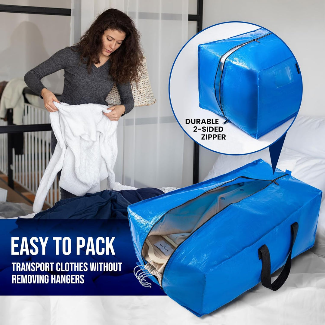 TAILI Blue Heavy Duty Moving Bags, Kleideraufbewahrungstaschen mit stabilem Reissverschluss und star
