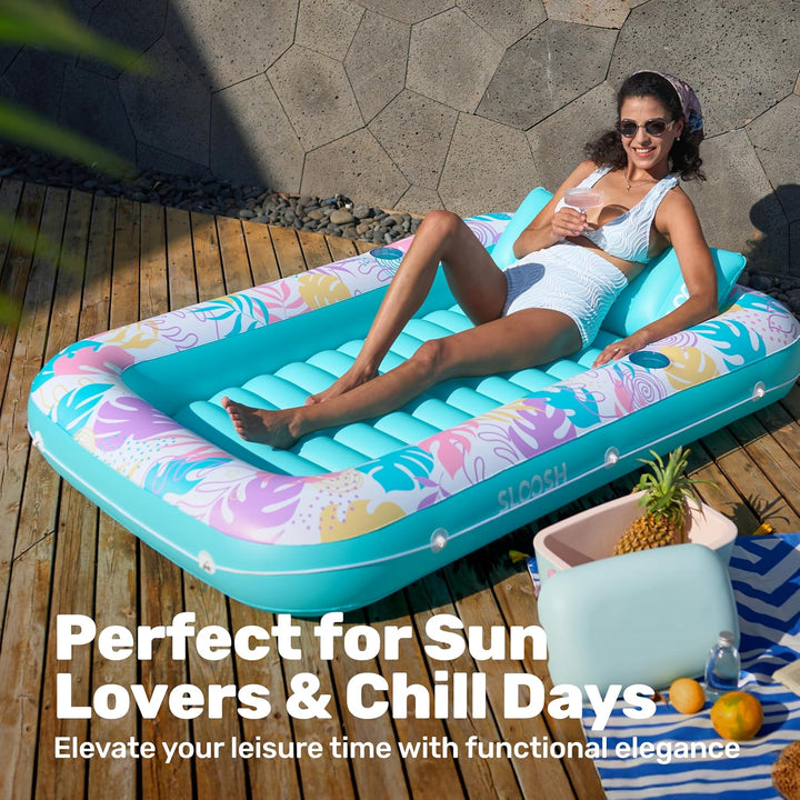 SLOOSH Aufblasbare Tanning Pool, 70" x 46"/ 85" x 57" Grosse aufblasbarer Luftmatratze für Erwachsen