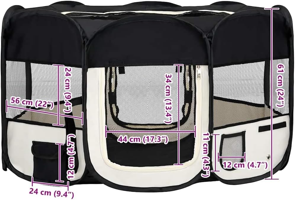 vidaXL Welpenlaufstall Faltbar 145x145x61cm Welpenauslauf Tierlaufstall Hunde 145 x 145 x 61 cm Schw