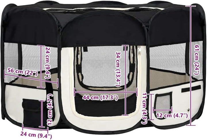 vidaXL Welpenlaufstall Faltbar 145x145x61cm Welpenauslauf Tierlaufstall Hunde 145 x 145 x 61 cm Schw