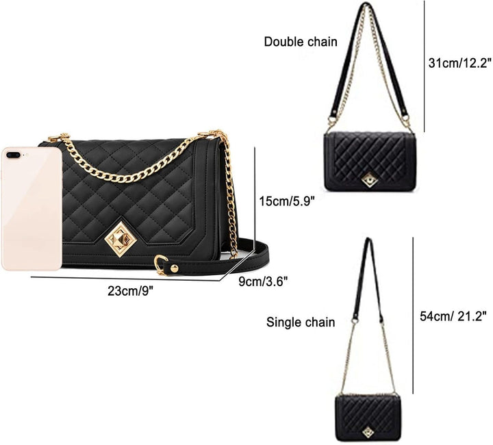 Travistar Damen Umhängetasche Kleine - Kette Schulterriemen Crossbody Bag - Lingge Tasche Schulterta