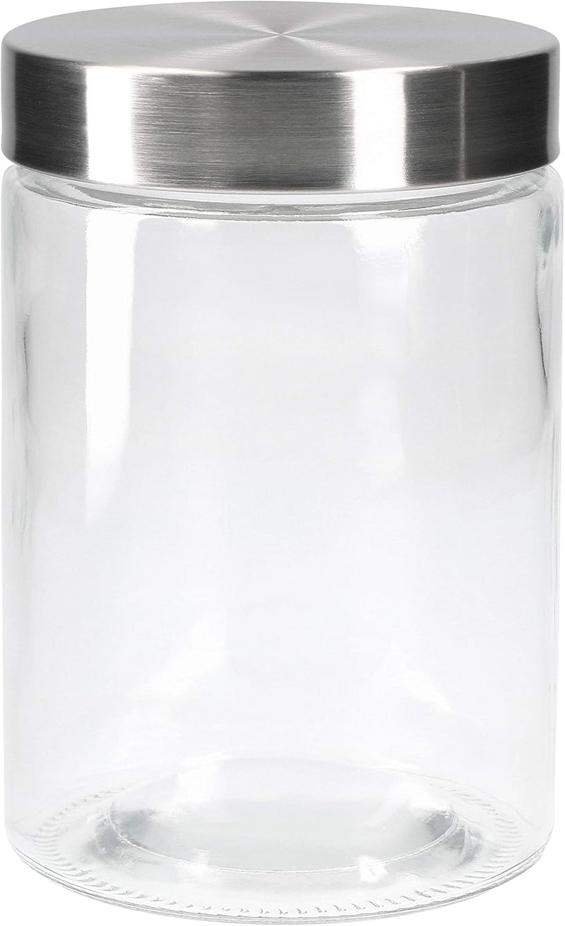 MamboCat Vorratsgläser Set Bera 6-tlg. mit Edelstahldeckel I befüllbare Glasdosen Ø 11 cm je 1,2 Lit