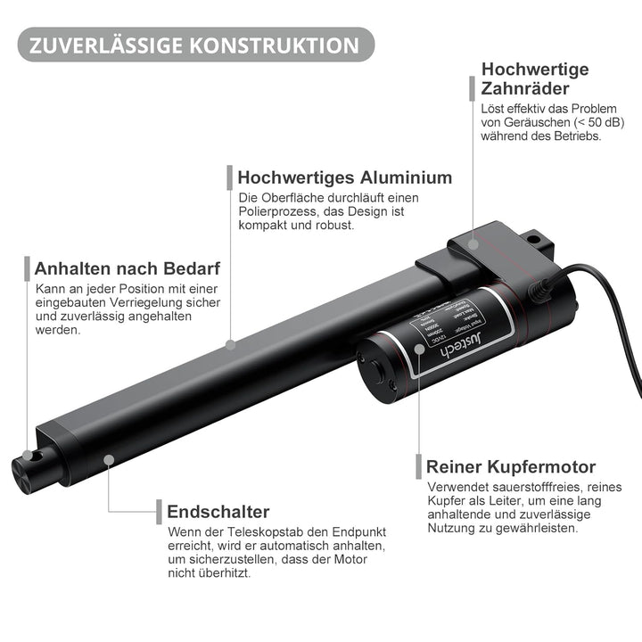 Justech 3000N 200mm Hub max Linearantrieb Linearmotor Verstellantrieb Toröffner Linear Actuator Moto