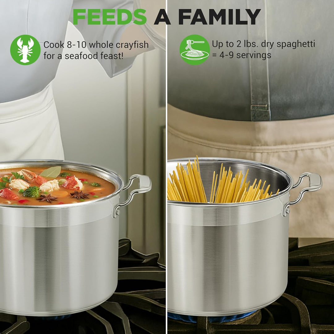 NutriChef 8 Liter Edelstahl-Topf - 18/8 Lebensmittelqualität Schwerer Grosser Suppentopf für Eintöpf