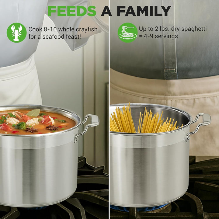 NutriChef 8 Liter Edelstahl-Topf - 18/8 Lebensmittelqualität Schwerer Grosser Suppentopf für Eintöpf