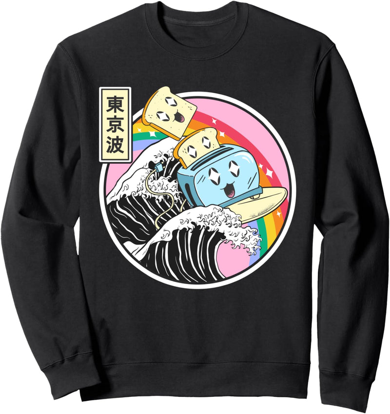 Happy Toaster Surfen Kanagawa Wave Rainbow Vaporwave Kawaii Sweatshirt