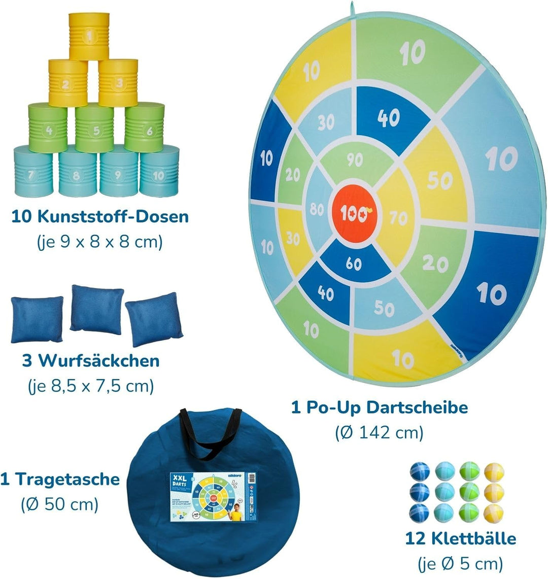 alldoro XXL Dart-Scheibe & Dosenwerfen Set XXL Dart & Dosenwerfen, Set XXL Dart & Dosenwerfen