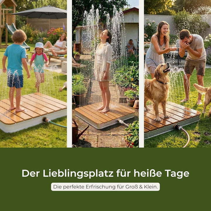 Schulte D1846, Holz Duschwanne, Gartendusche mit Regenstrahl, Komposit, 70 x 50 cm