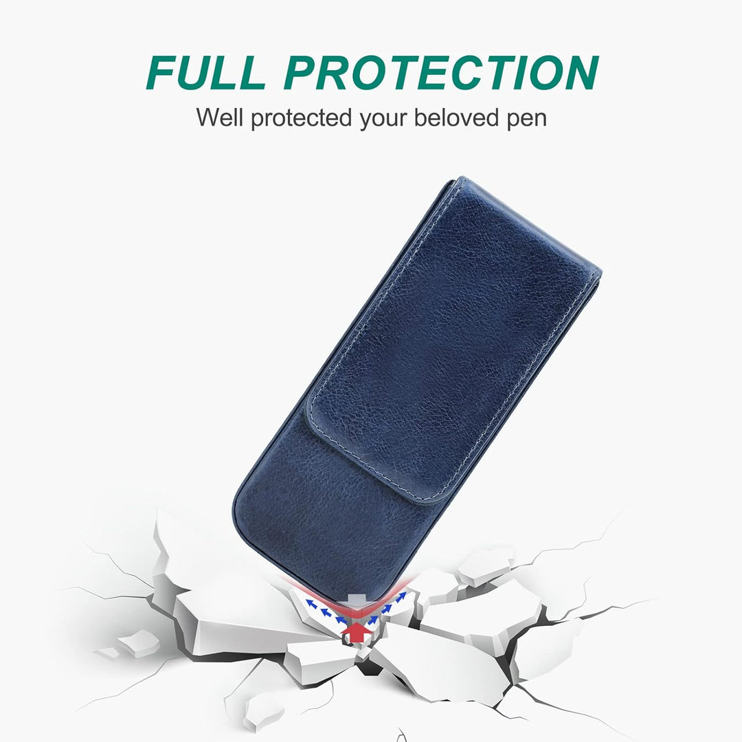 Hiram Leder-Füllhalteretui, Leder-Füllhalterbox für 3 Stifte mit Verstecktem Magnetischem Schnappver