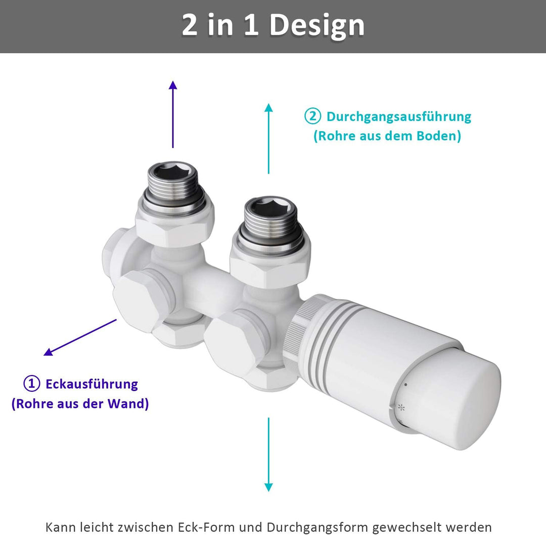 ELEGANT Design Heizkörper Horizontal mit Weiss Multiblock 630x616mm Doppellagig Weiss Badezimmer/Woh