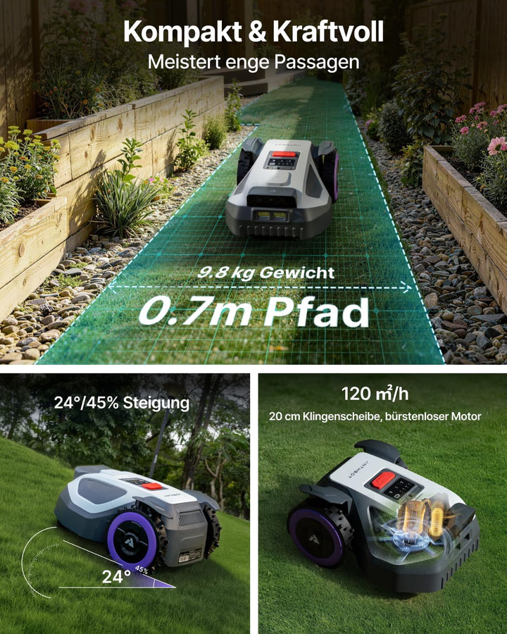 ANTHBOT M9 Rasenmäher Roboter ohne Begrenzungsdraht, RTK-Navigation mit Dual-Vision, KI-Hindernisver
