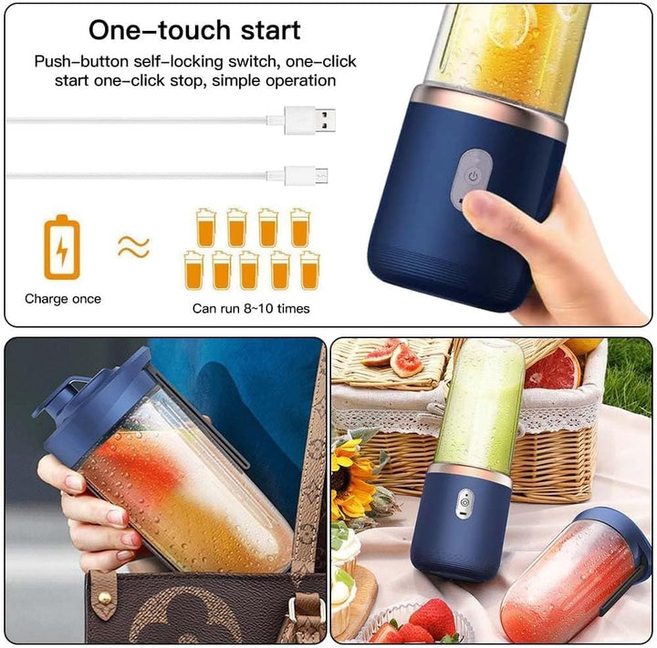 Smoothie Maker, 400ml Tragbarer Mixer Mini Blender mit 6-Klingen Edelstahl Klein Smoothie Maker to G