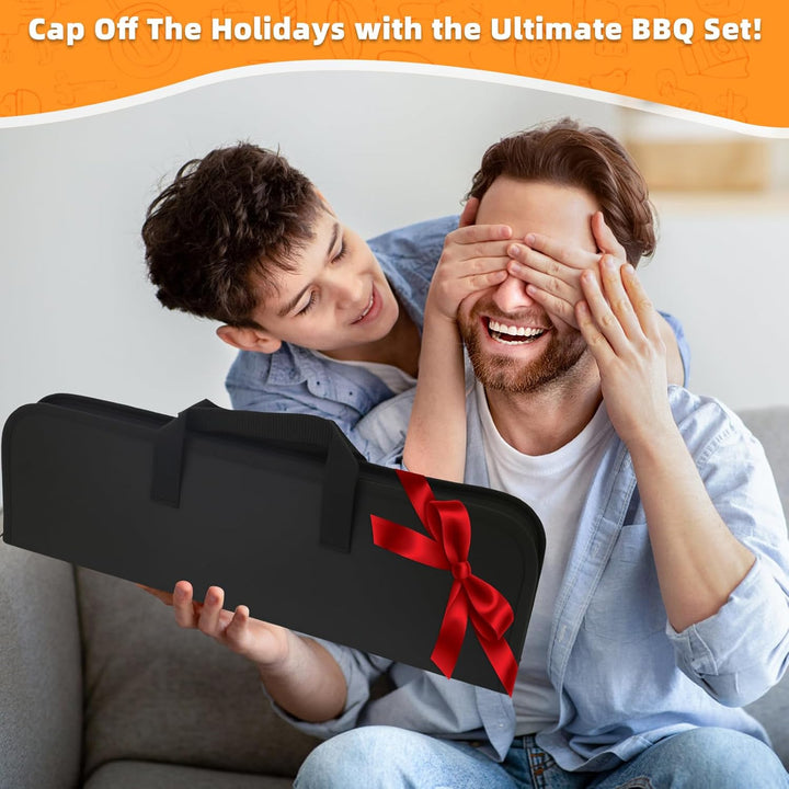 BBQ Grillbesteck Set 9 Grillzubehör aus Hochwertig Edelstahl, Professionelles BBQ Grill Set mit Gril