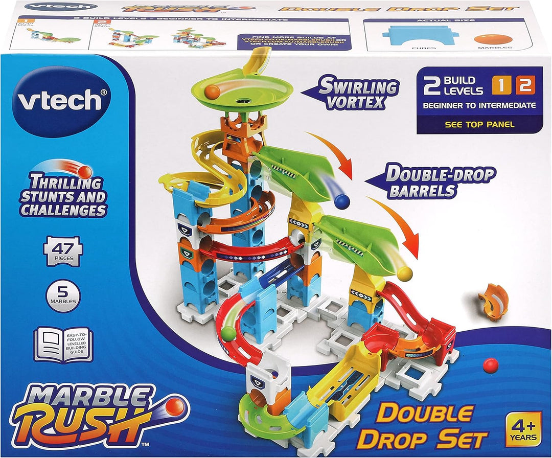 VTech 529603 Marble Rush Double Drop Set Murmelbahn-Bausatz, englische Version Doppeltes Tropfen-Set