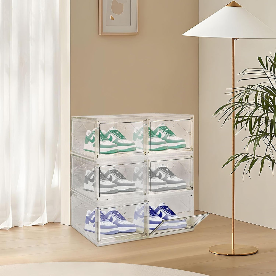 Transparente Schuhboxen – Stapelbare Schuhkartons mit Schubladen Platzsparende Schuhaufbewahrung für
