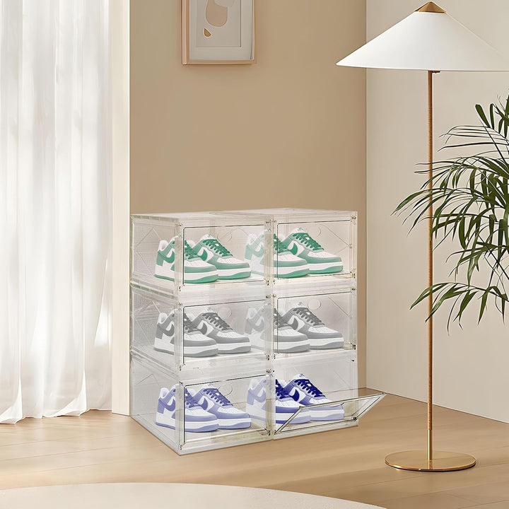 Transparente Schuhboxen – Stapelbare Schuhkartons mit Schubladen Platzsparende Schuhaufbewahrung für