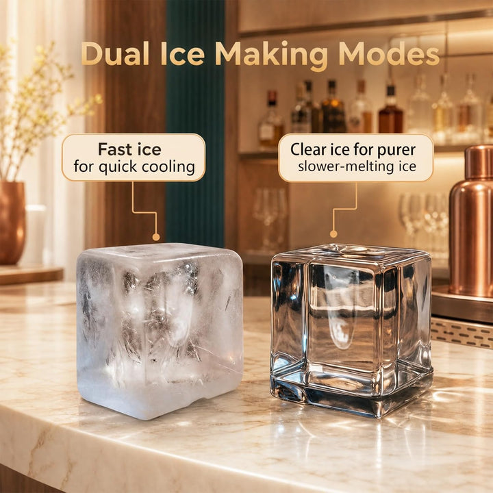 LIFEZEAL Eiswürfelmaschine, transparent, 12 kg/24 h, für Arbeitsplatte, quadratische Eiswürfel, 4 cm