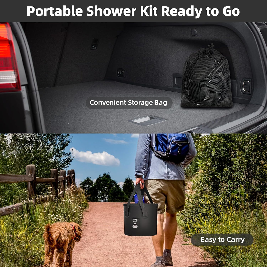 Mytrix 2024 Upgraded Portable Camping Shower Full Set, 6000mAh Rechargeable Power Suction Pump with