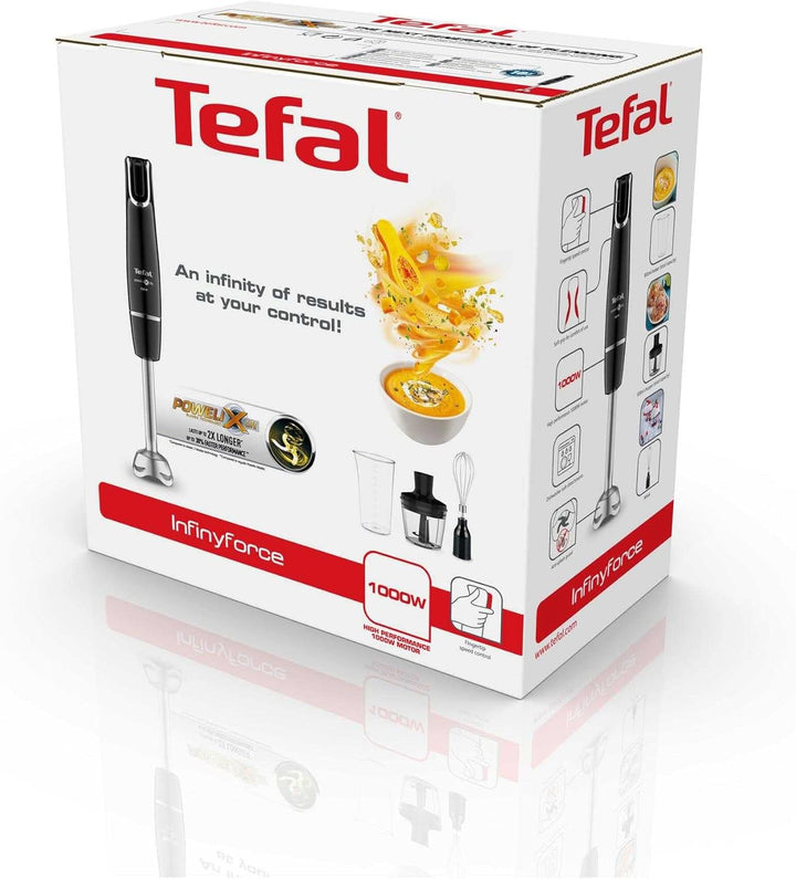 Tefal InfinyForce 3 in 1 HB943838 Stabmixer, 1000 W, 0.8 l, Schwarz