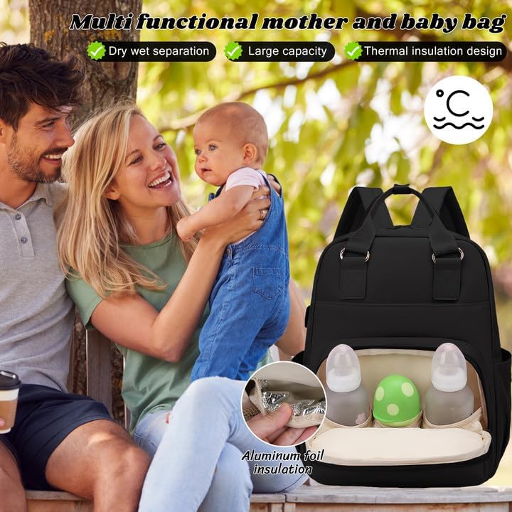 Baby Wickelrucksack, Wickeltasche Rucksack, Babytasche Wasserdicht mit Schnullerhalter und Kinderwag