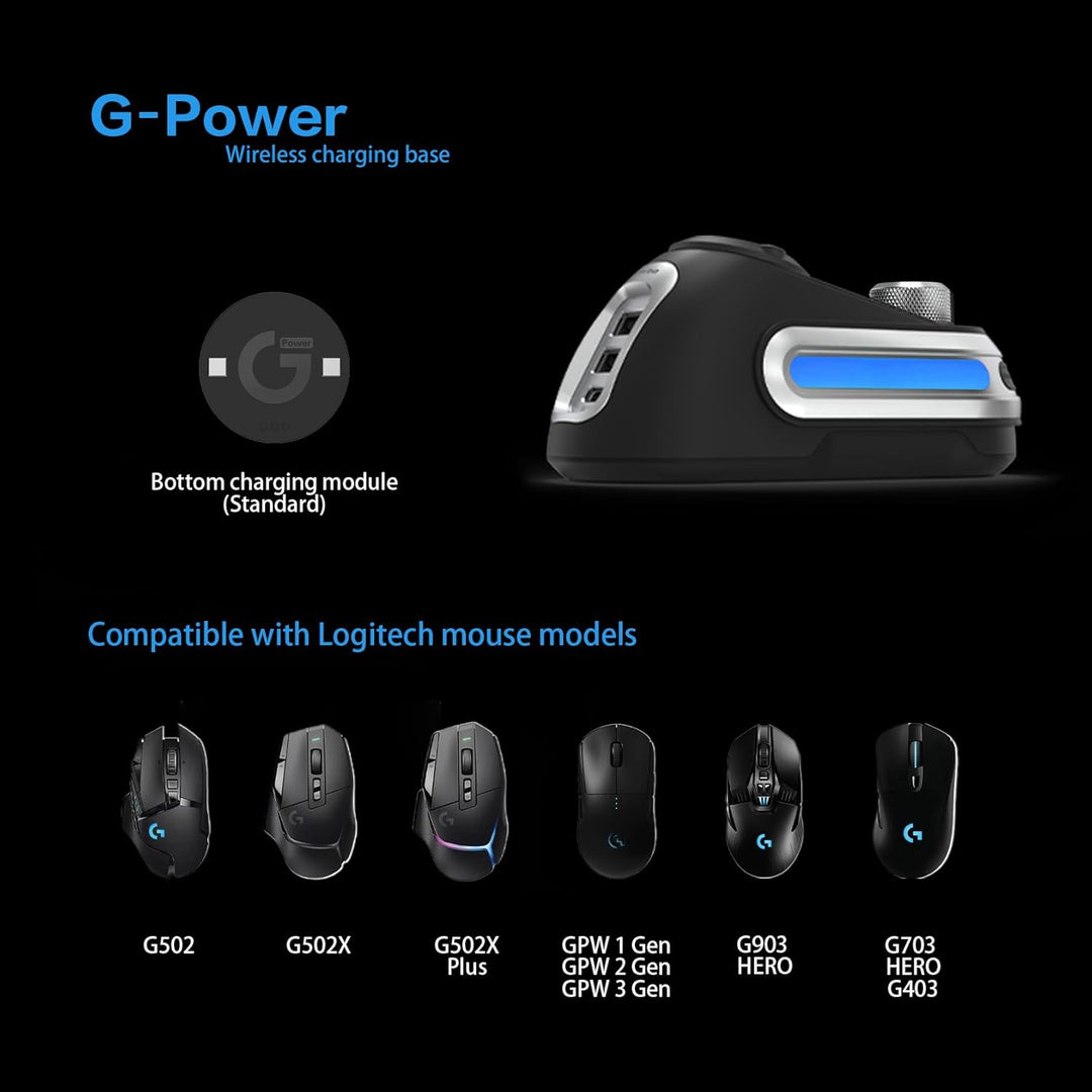 Fanxoo G-Power Ladestation für Logitech G502 G502X Plus G903 G703 G Pro Wireless 1Gen 2Gen 3Gen Kabe