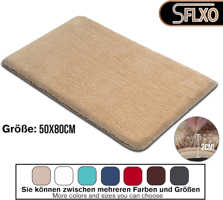 SFLXO Badematte 80cm x 50cm rutschfest-Badvorleger Maschinenwaschbar Anti-Rutsch Badteppich Weich Wa