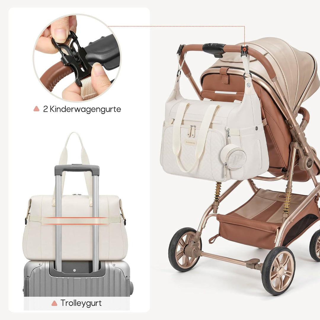 RAINSMORE Wickeltasche Kinderwagen mit Wickelunterlage und Schnullertasche | Gross Babytasche für Ma