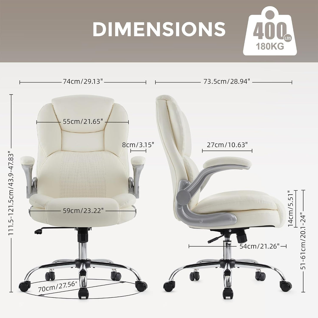 IWMH Bürostuhl Ergonomischer Schreibtischstuhl Chefsessel Drehstuhl mit hochklappbarer Armlehne, höh