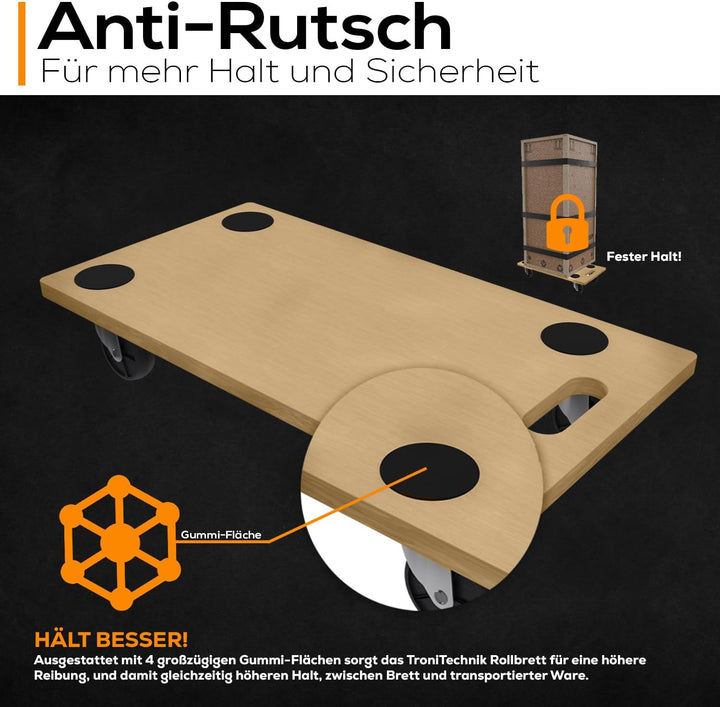 Tronitechnik® Rollbrett TT-RB 02 Set (2 Stück) Transportroller rutschfest je 200 kg Tragfähigkeit,Mö