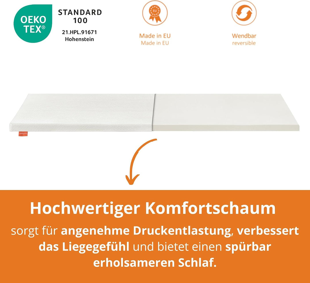sleepling Topper Feste Matratzenauflage, Härtegrad 3 bis 100 kg, Matratzentopper 90 x 200 x 5 cm, wa