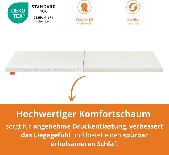 sleepling Topper weiche Matratzenauflage, Härtegrad 2 bis 80 kg, Matratzentopper 90 x 200 x 5 cm, wa